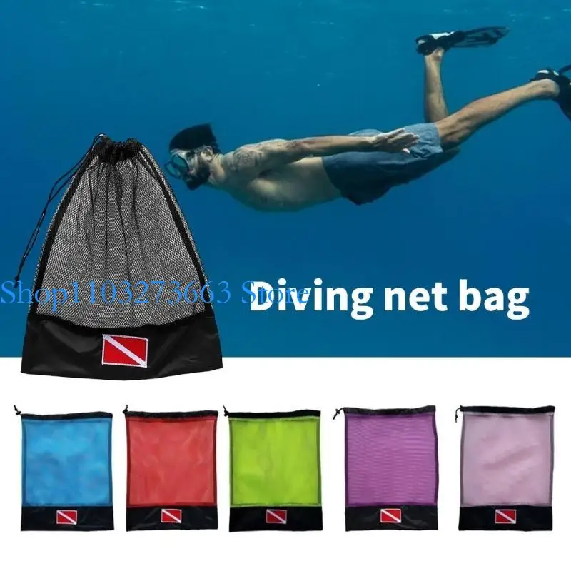 R6FE Scubas Snorkel Gear Goggles Handbag Swimming Dive Mesh Bags Fast Drying Dive Storage Drawstring Mesh Bag - Image 4