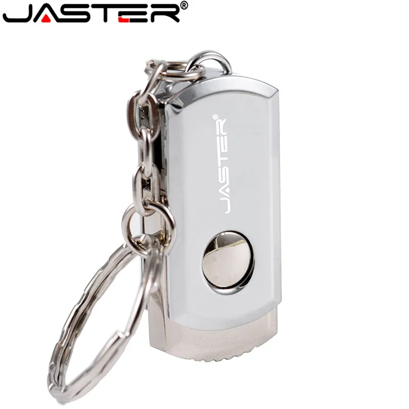 JASTER Metal USB Flash Drive Rotation Pen Drive 4GB 8GB 16GB 32GB 64GB Real Capacity Pendrive USB Memory Stick with Key Chain