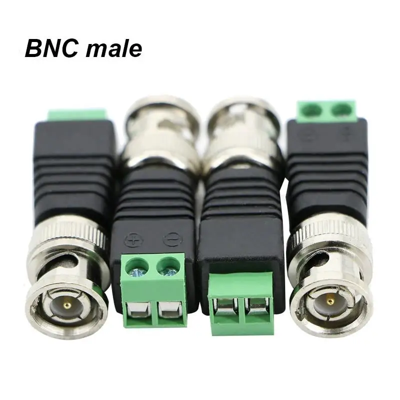 Coax CAT5 BNC Male Connector Plug DC Adapter Balun Connector for CCTV Camera Security System Surveillance Accessories