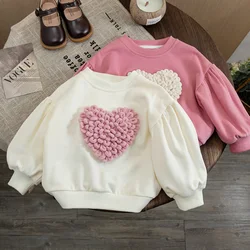 Neonate top felpa stile coreano modello d'amore Pullover manica lunga camicie per bambini autunno Casual allentato felpa con cappuccio abbigliamento per bambini