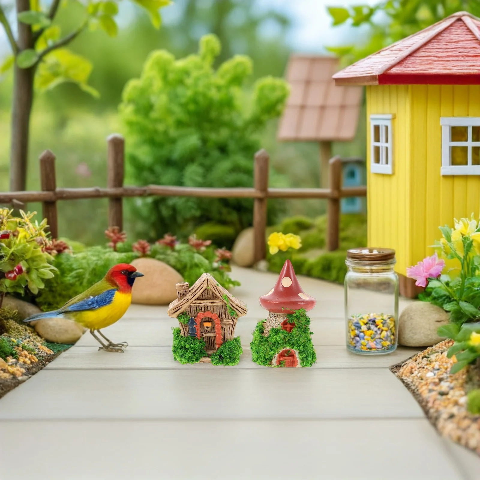 

9pcs Miniature House Decor Resin Diy Tiny Houses For Crafts Bookshelf Desk Decoration Dollhouse Scene Accessories