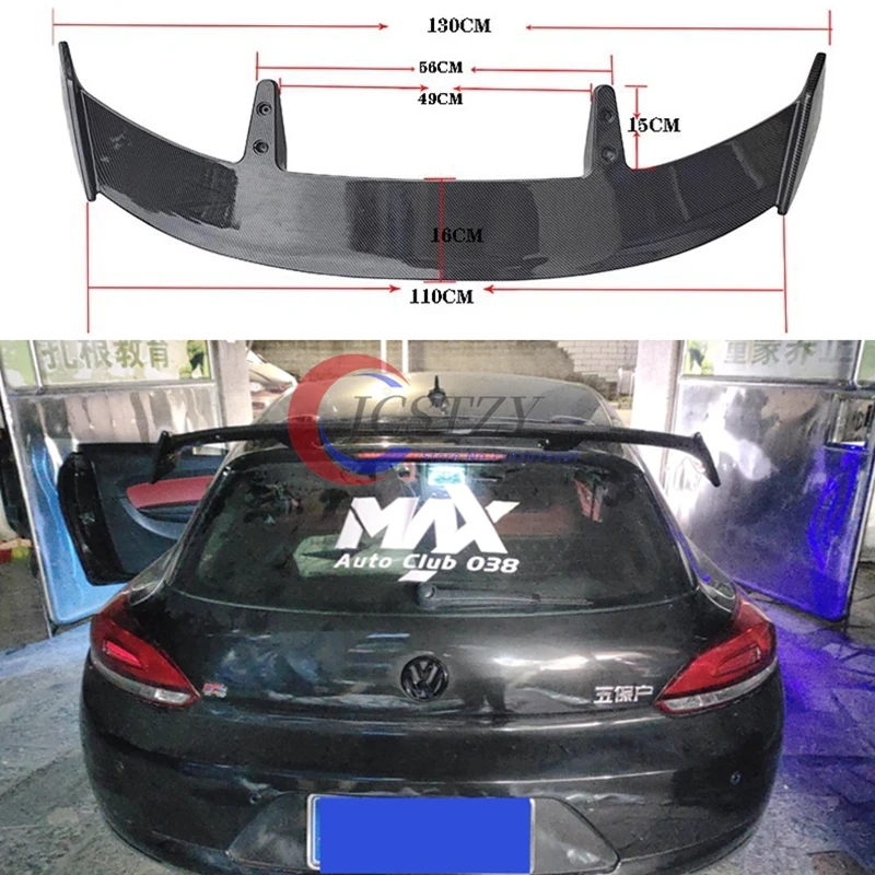 Para VW Scirocco 2008-2017 Hatchback alerón de techo trasero tapa maletero trasero alerón de techo ala cubiertas de labio de coche ABS kits de carrocería Tuning