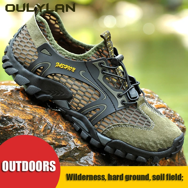 Large Size 46 Breathable Outdoor Hiking Shoes Men Sports Hollow Out Wading Shoes Fishing and River Tracing Men's Shoes Sandals