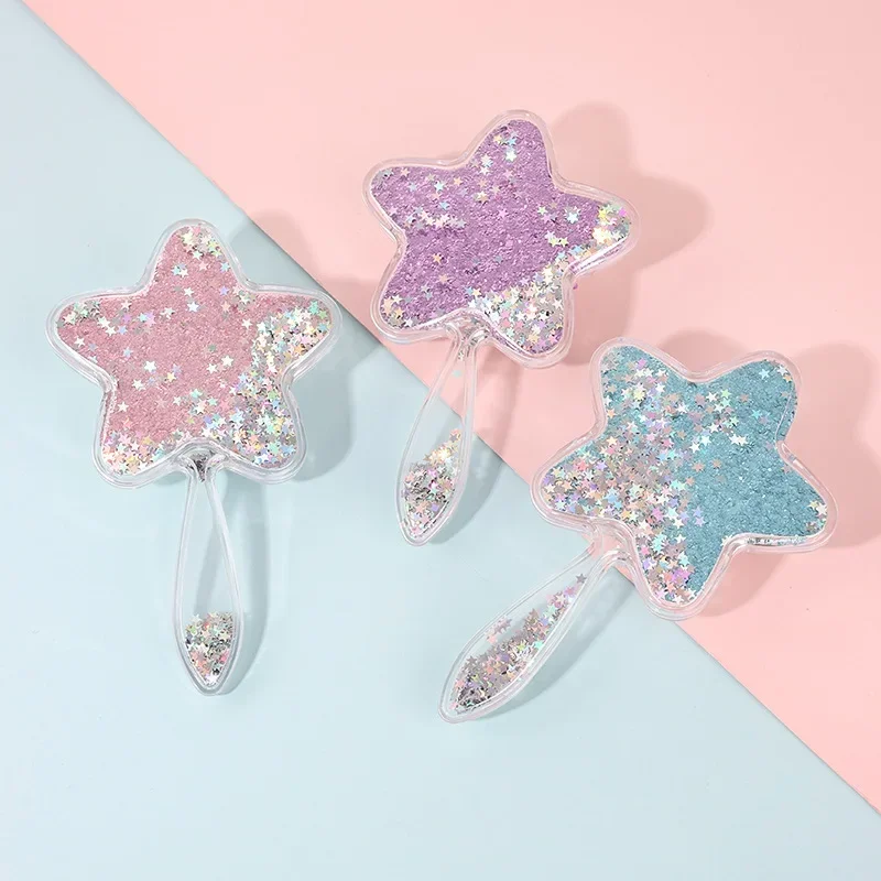 1 Piece Creative Design Baby Brush for Toddler Girl Sweet Five-pointed Star Sequins Hair Comb Portable Kids Girl Hairbrush