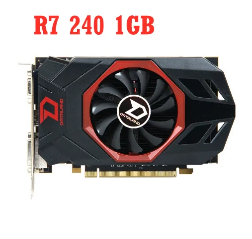 การ์ดแสดงผลกราฟิกการ์ด DATALAND R7 240 1GB GPU สำหรับ AMD Radeon R7 240 1G กราฟิกการ์ด DVI HDMI 2560 × 1600หน่วยความจำวิดีโอ4600MHz แผนที่เกมใช้