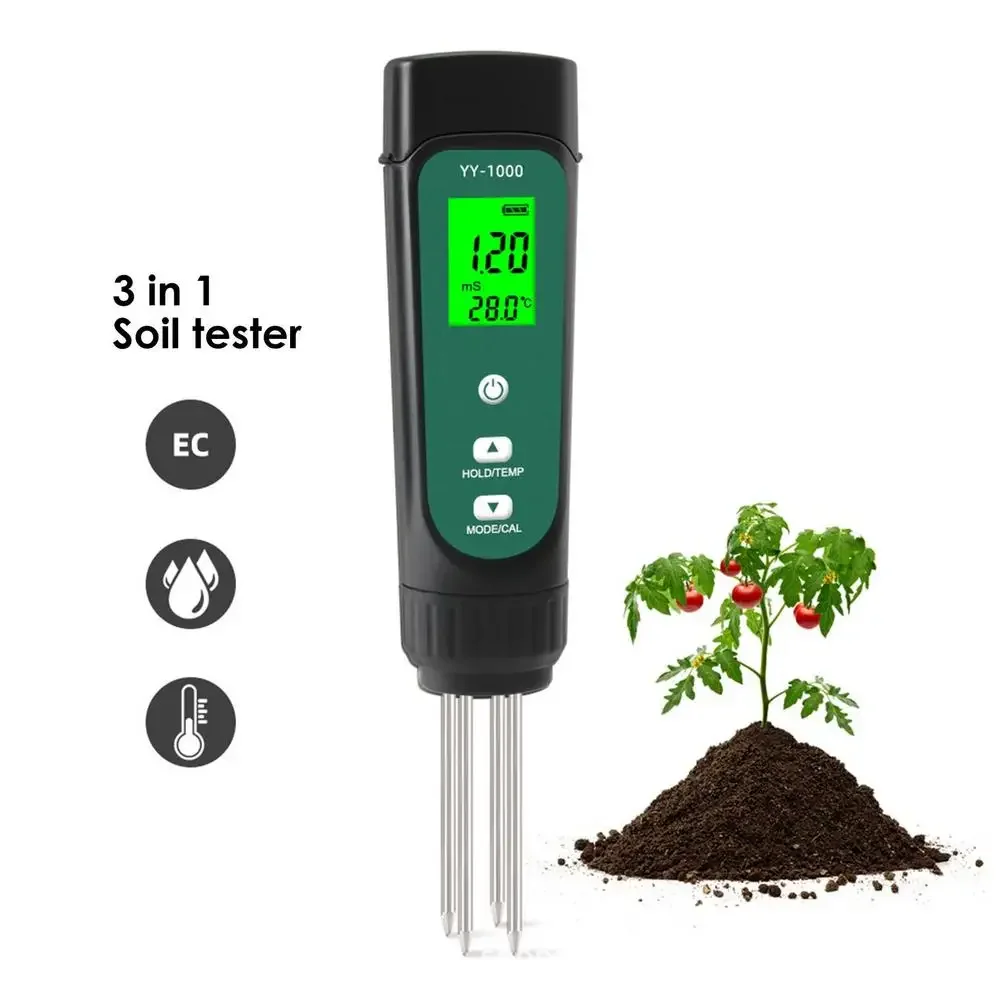 

3 In 1 Soil EC Temperature Meter Moisture Tester Potted Gardening Agricultural Measuring Tool Conductivity Meter