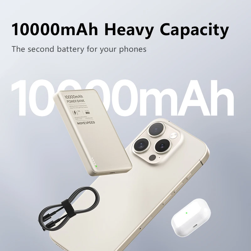 Imagem -03 - Banco de Potência Magnética sem Fio 10000mah Ultra-fino Pd20w Portátil Carregador de Bateria Externo para Iphone Samsung Xiaomi Movevelocidade-s10