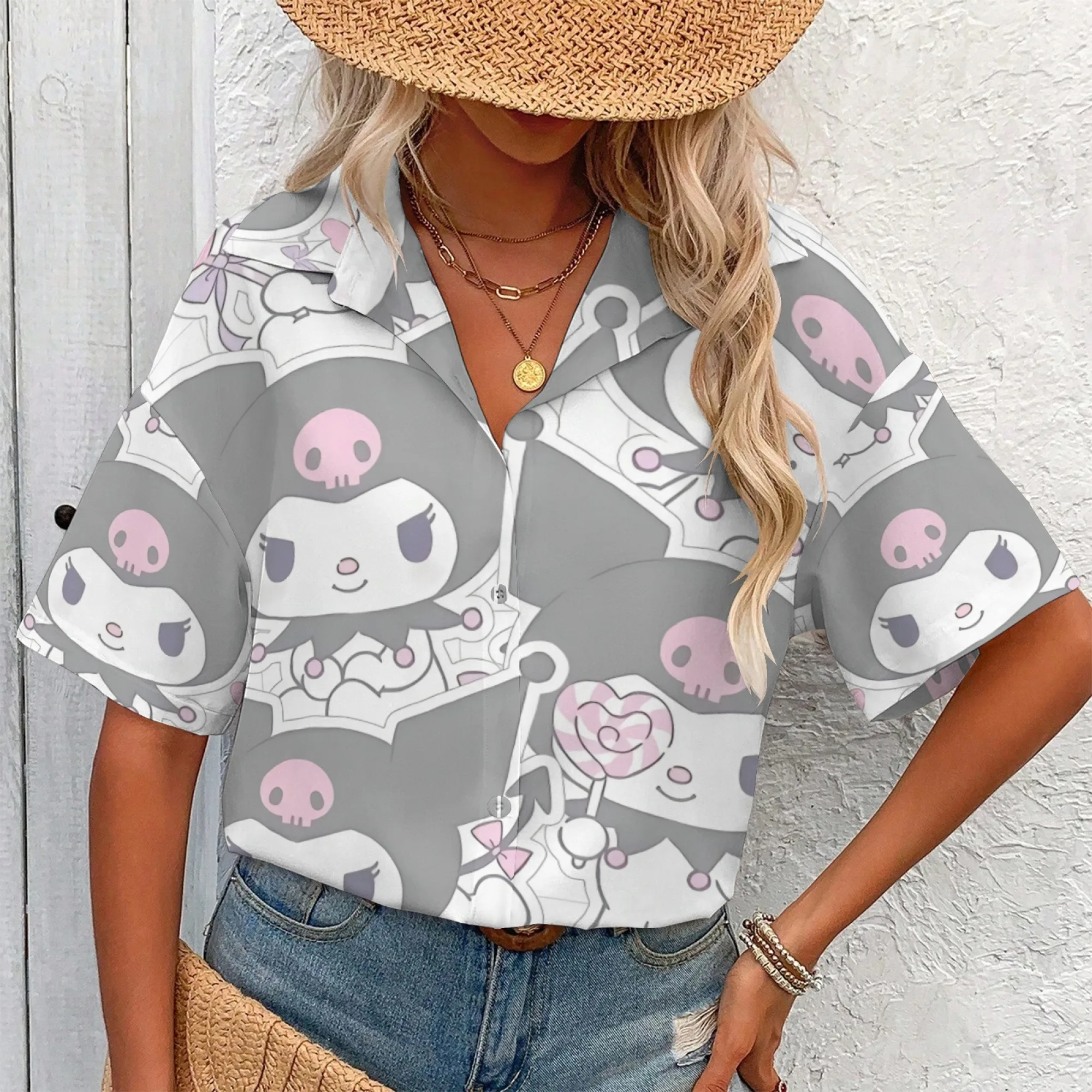 Kaus Kuromi Kaus Grafis Pakaian Wanita Kaus Kuromi Kaus Besar Uniseks Lengan Panjang Kaus Pakaian Wanita untuk Wanita