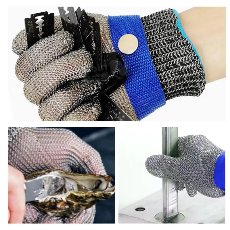 Cut Resistant Gloves, Level A9 Anti-Cut Protection with Stainless Steel Mesh for Butcher Meat Processing tool