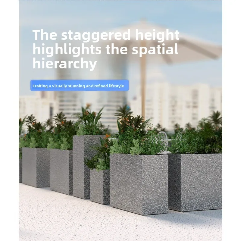 Outdoor imitation terrazzo flower box restaurant milk tea shop outer pendulum partition flower bed courtyard terrace planting