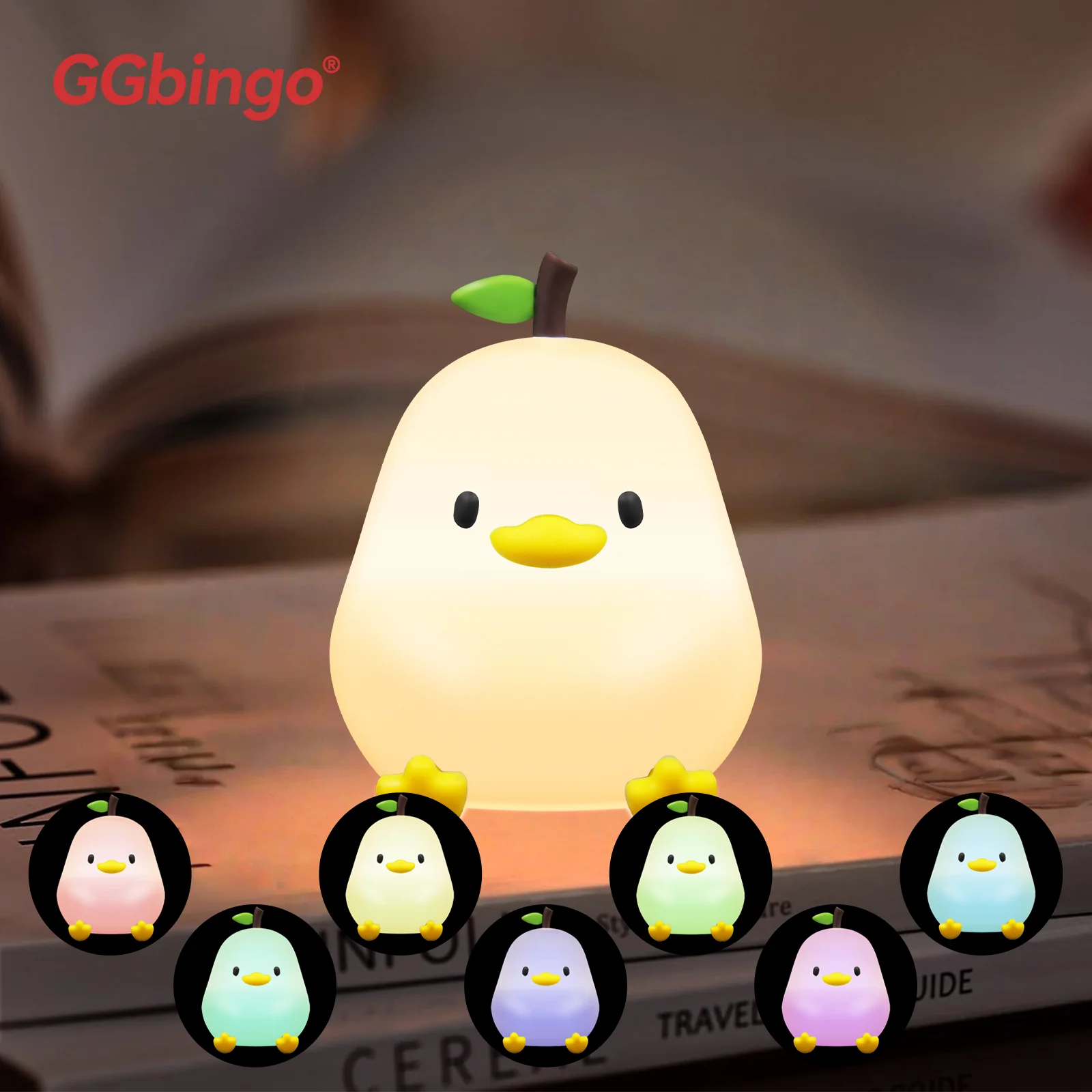 أنماط متعددة للأطفال الكمثرى والحيوان سيليكون الحنفية مصباح USB قابلة للشحن LED ضوء الليل RGB لينة إضاءة السرير لغرفة النوم