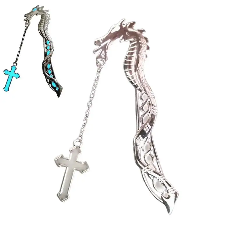 

Bookmarks For Women Dragon Cross Corner Bookmark Glow In The Dark Book Accessories Retro Art Crafts Ornaments For Readers