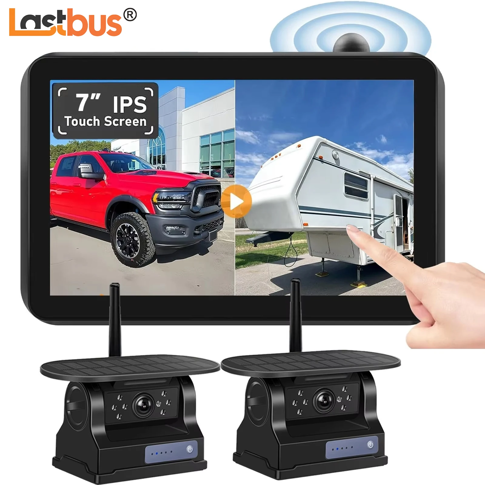 

Lastbus Solar Backup Camera Magnetic Wireless With Touch Screen DVR Monitor BSD For RV Truck Bus Trailers Camper