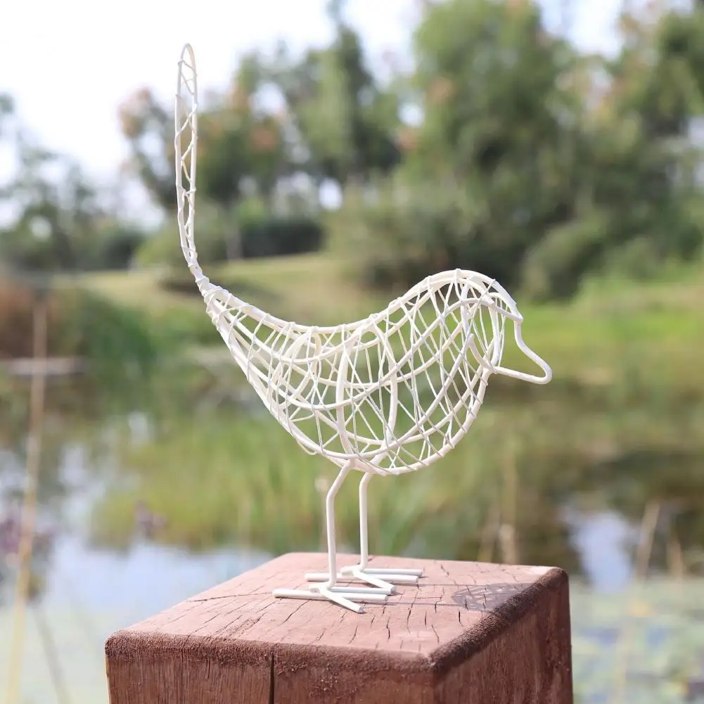 Decorative Metal Figure Iron Bird Ornaments Minimalist Iron Wire Bird Figurine Hollow Metal Sculpture Tabletop Decor Home