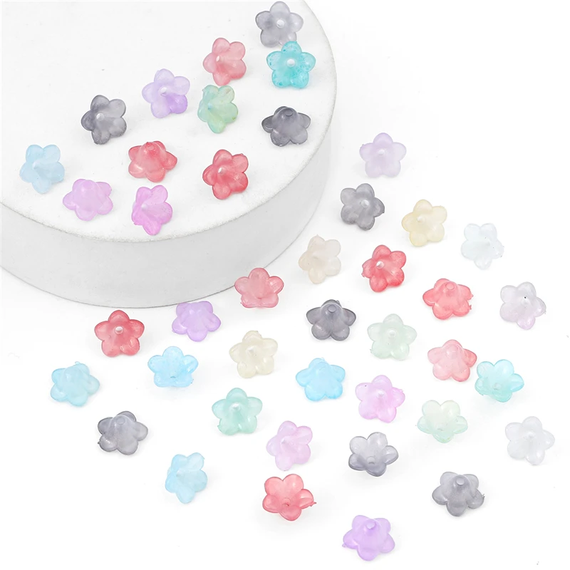 100pcs 12x7mm Acrylic Gradient Color Windbell Morning Gradient Flower Spacer Bead For DIY Earring Bracelet Craft Jewelry Making image 6