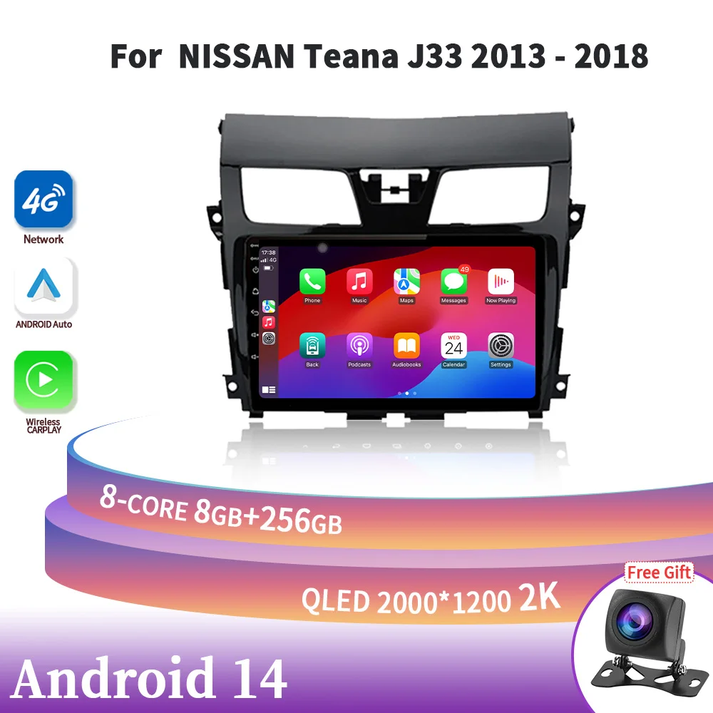 

Wireless Carplay Stereo For NISSAN Teana J33 2013-2018 Android 14 Car Radio Multimedia Navigation Head Unit Screen 2DIN GPS