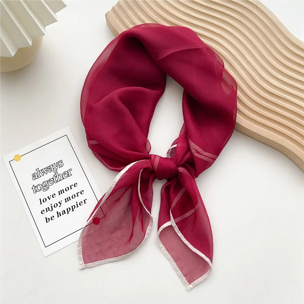 chiffon scarf ladies 70×70 cm square foulard summer headband scarves women head white for woman small scarfs bandana