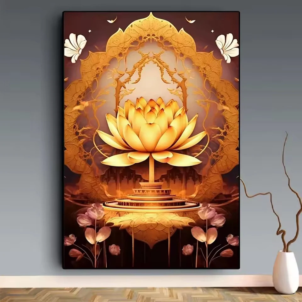 

5DDIY Diamond Painting Lotus Zen Painting Flower Modern Mural Rhinestone Mosaic Embroidery Living Room Home Decoration