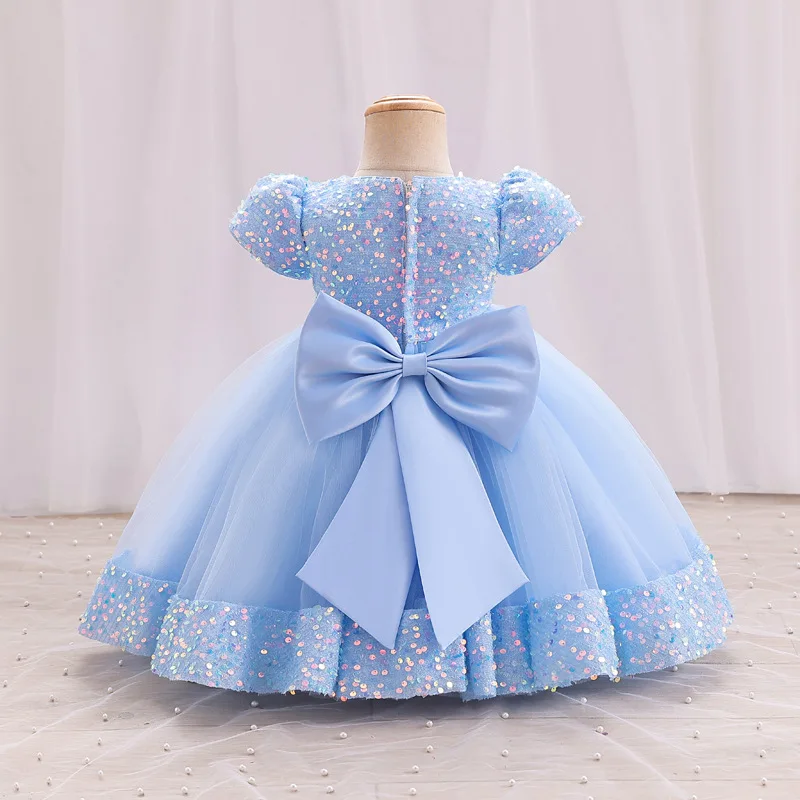 Children\'s clothing Baby flower sequin dress for girls aged 0-6 sequin bow princess dress, carnival birthday performance costume