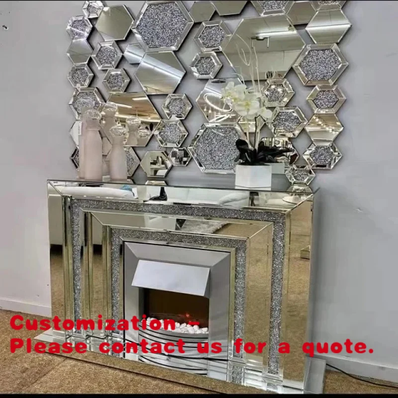 custom.New design Fireplace 2025 Foshan New Good Furniture European-style Simple Mirror Fireplace Decoration Entrance Aisl