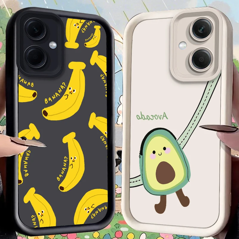 Funda de fruta plátano para Xiaomi Redmi Note 14 13 12 Turbo 11S 4G 11 10 Pro Plus 9 14C 13C 12C 9C A2 A1 Funda de silicona líquida
