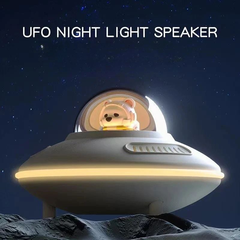 新しいufoナイトライトbluetoothスピーカーは斬新です。-超高音質、複数の再生モード、長持ちするバッテリー。