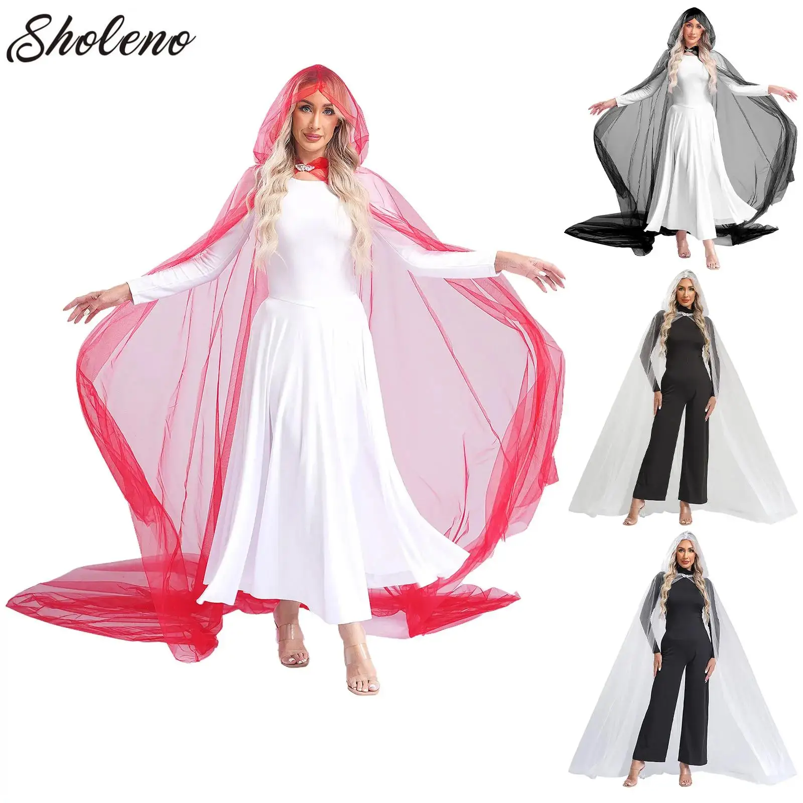 

Cool Unisex Mantle Hooded Cloak Coat Wicca Robe Medieval Cape Shawl Halloween Party Witch Wizard Cosplay Costumes Women