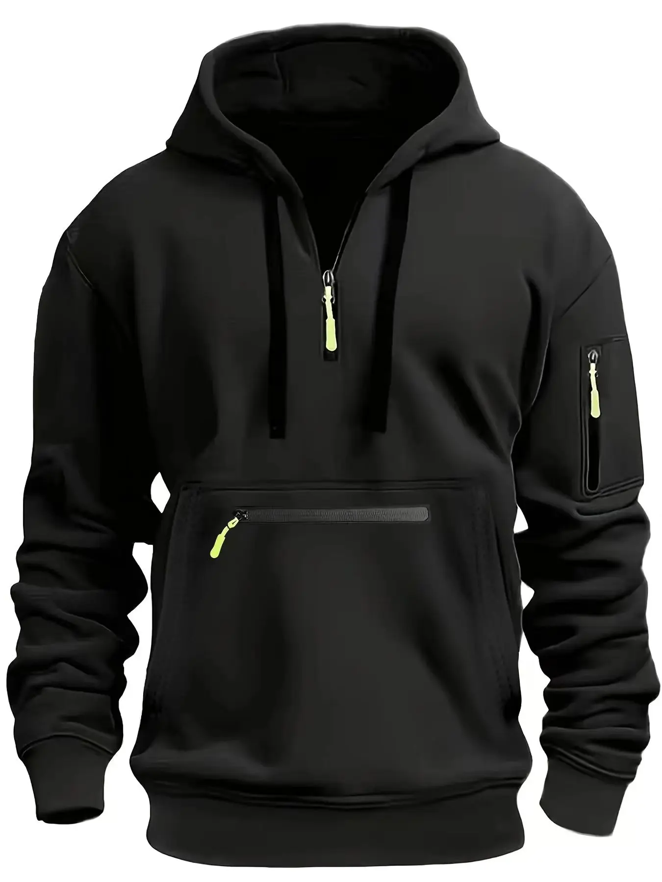 2024 Autumn/Winter Men\'s Hoodie Fashion Casual Sports Hoodie Retro Harajuku Long Sleeve Zipper Multi Pocket Loose Street Wear