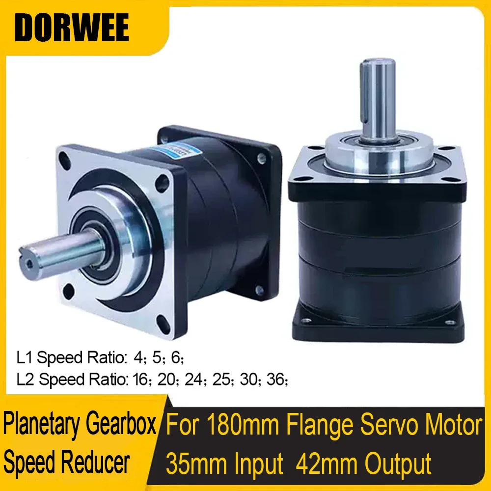 

180mm Flange Planetary Reducer Step-down Gearbox 35mm input Ratio 4 to1 5 to1 6 to1 16 to 1 for 3KW 4KW 5.5KW Servo Motor