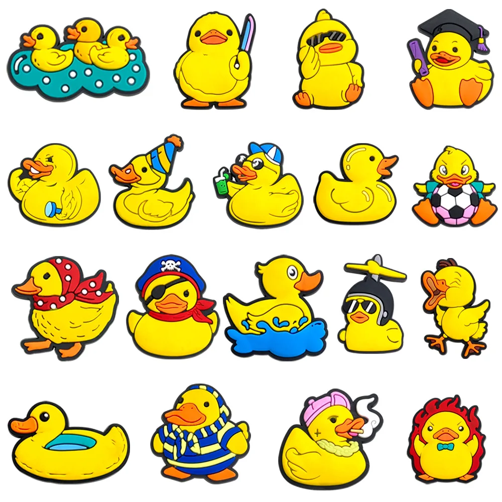 Cartoon Yellow Duck Shoes Charms Pin for Crocs Flower Hole Shoes DIY Accessories  Buckles PVC Cute Personalized Gifts Fashion