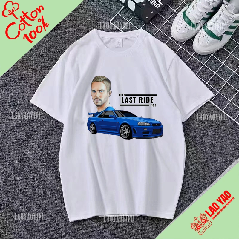 Paul Walker Women's T-shirt Retro Goth Clothes Fast and Furious Y2k Clothing Tops 100%cotton Streetwear Harajuku Men