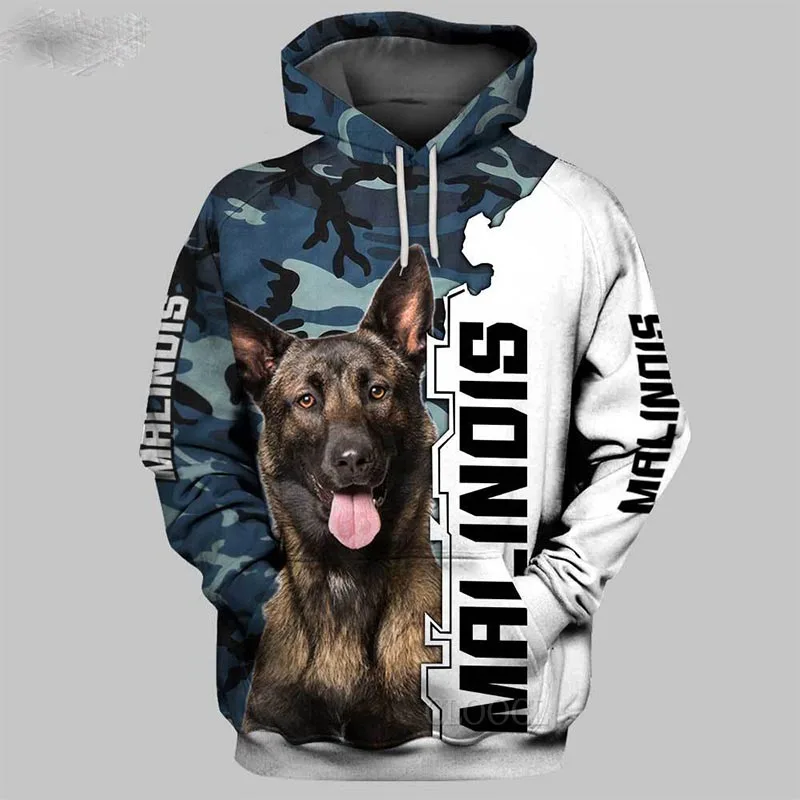 Belgijskie Malinois Zwierzęta Bluzy Grafika 3D Srebrna Wstążka Bluzy Zwierzęta Pies Belgijskie Malinois Bluzy Casual Odzież Sportowa Top
