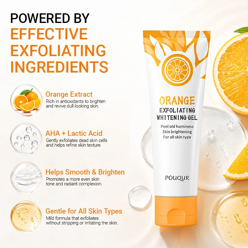 Orangefarbenes Peeling-Gel, Entferner abgestorbener Flecken, Aufhellung der Peeling, 50 g, sanfte Reparatur, Peeling, Aufhellung, feuchtigkeitsspendende Feuchtigkeitscreme, koreanische Hautpflege – Detail 3