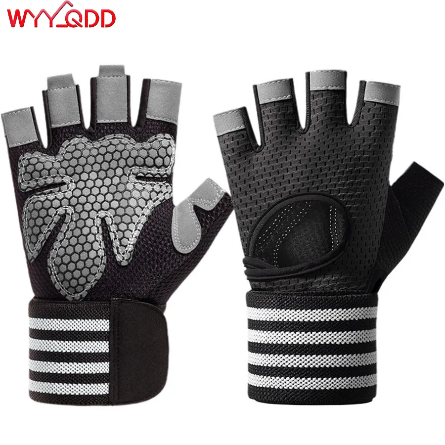 1 Pair Weightlifting Gloves, Non-Slip Gym Training Hand & Wrist Braces for Men and Women - Hook-and-Loop Closure Sports Gloves