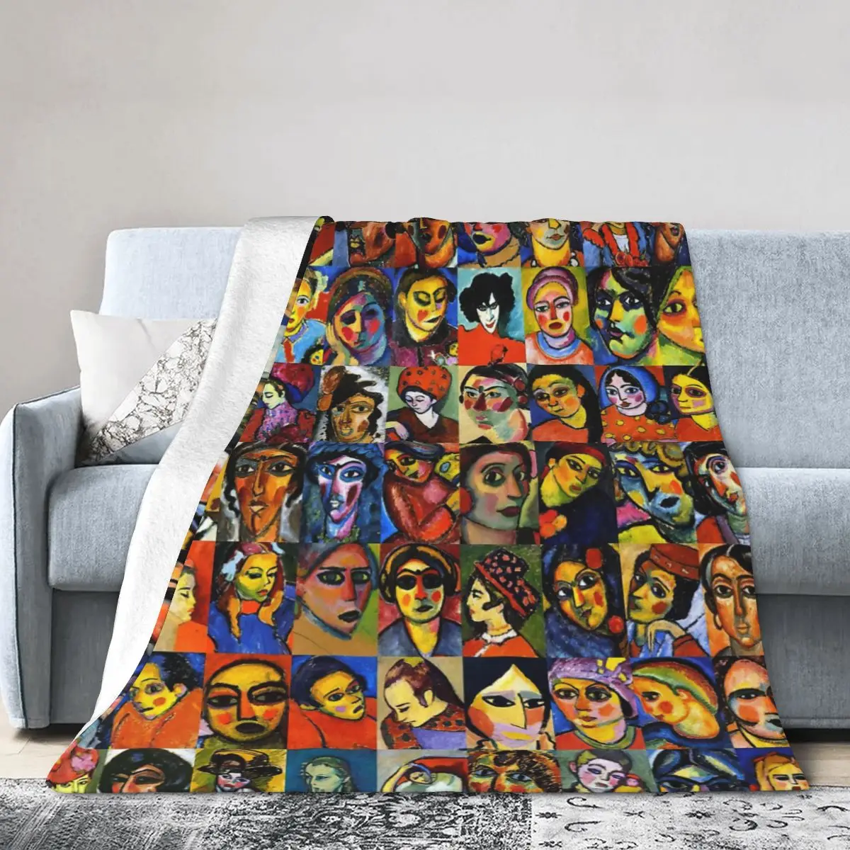 

Jawlensky Faces Bed Blanket Bed Covers Luxury Blanket Flannel Blanket Air conditioning blanket