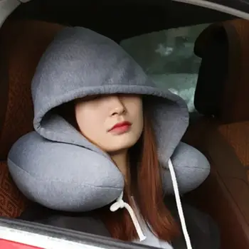 Spací polštáře ve tvaru U s kapucí, cestovní polštář do auta, lehká podložka na spaní, kancelářské potřeby, těhotenské, krční, textilní, zahradní 10 nejlepší prodej cestovní polštář s mikinou - №7