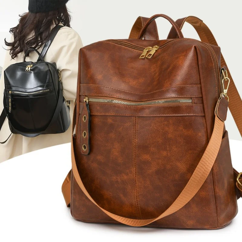 

Рюкзак из искусственной кожи для путешествий, женский, 2026, дизайнерский, для колледжа и школы, с множеством карманов, с защитой от краж, женская сумка для покупок