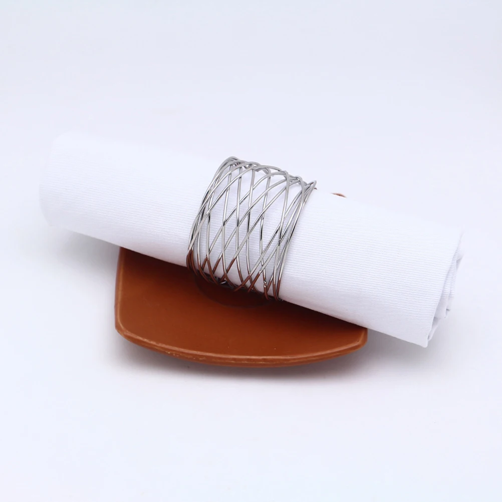 

1pcs Alloy Napkin Rings Wedding Party Decoration Mesh Barrel Hollow Design Serviette Holders Banquet Dinner Tableware Silver