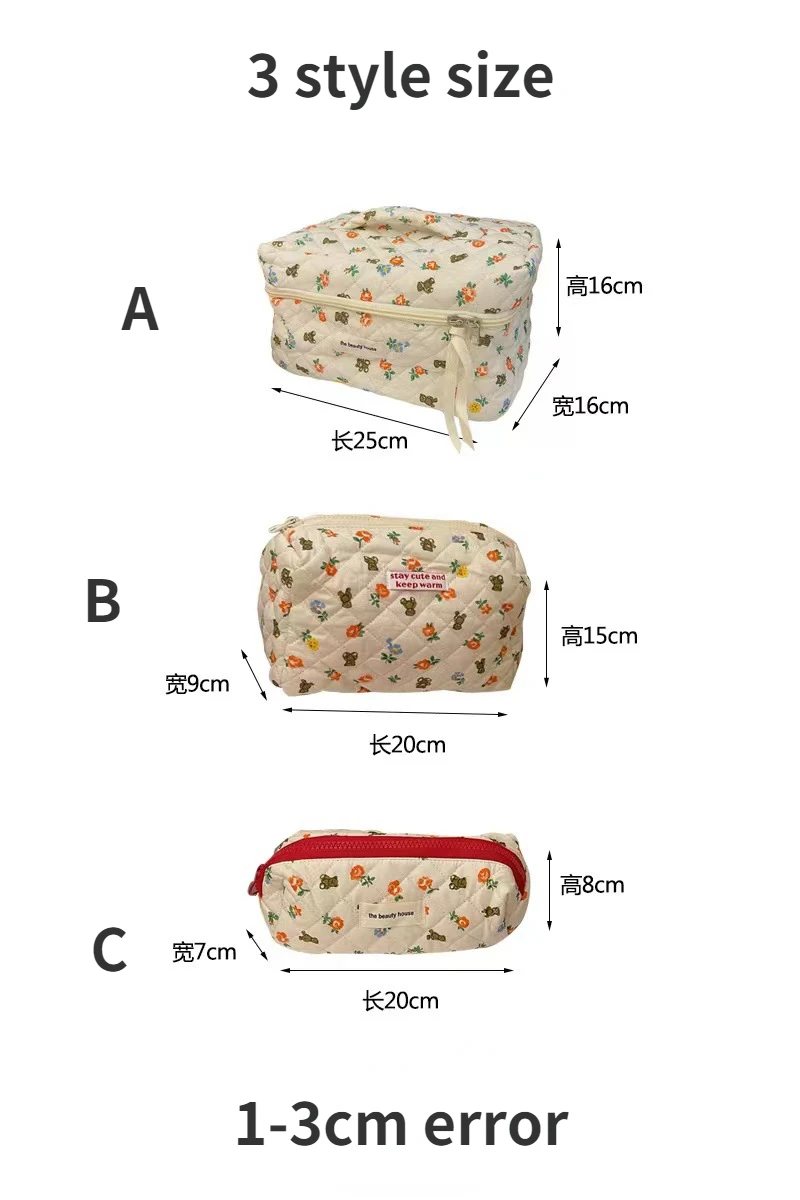 Flower Bear Women\'s Cosmetic Bag Large Capacity Ladies Portable Travel Clutch Handbags Girls Student Purse Sundries Storage Bags