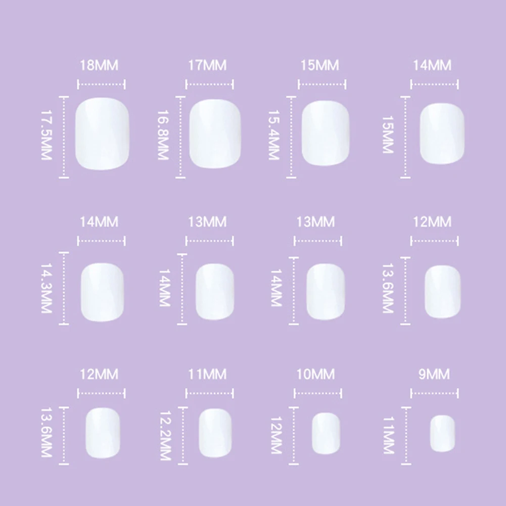 24pcs Solid color fake nails set press on short square nails wearable reusable adhesive false nails full cover fashion nail tips