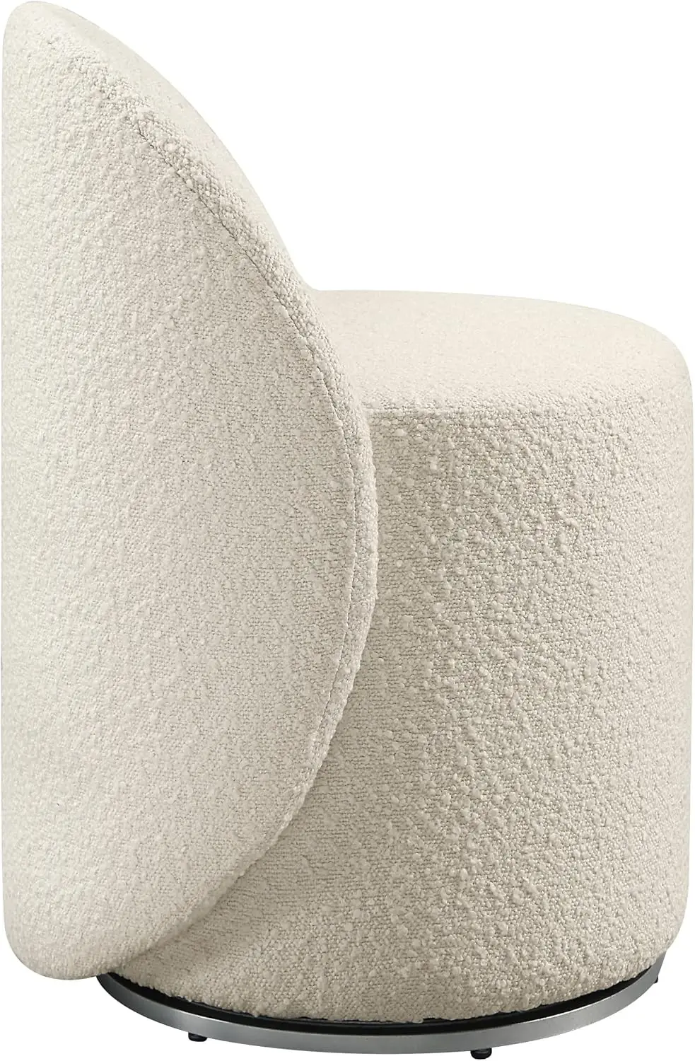 Furnishings Lystra Drehbarer Barrel-Schminkstuhl mit strukturiertem Bouclé-Stoff, Creme