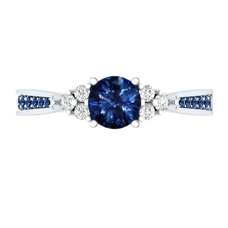 New 925 Sterling Silver Princess Engagement Ring Featuring Sparkling Sapphire Zircon Hot Selling Romantic Jewelry for Her