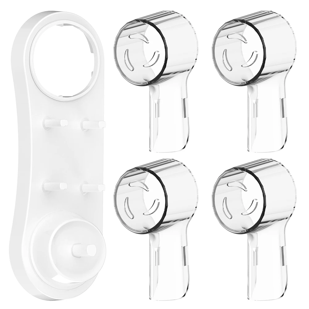 

4 Pack Replacement Brush Head Dustproof Covers with Toothbrush Heads Holder Stand, Compatible with Oral B Electric Toothbrushes