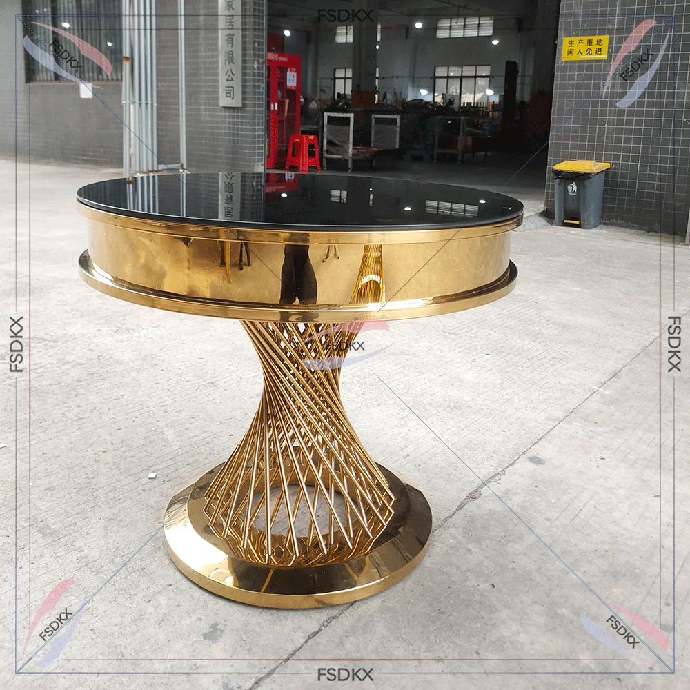 Discount Gold Plinths Glass Round Cake Table Stainless Steel Cake Tables For Wedding Party Events Banquet