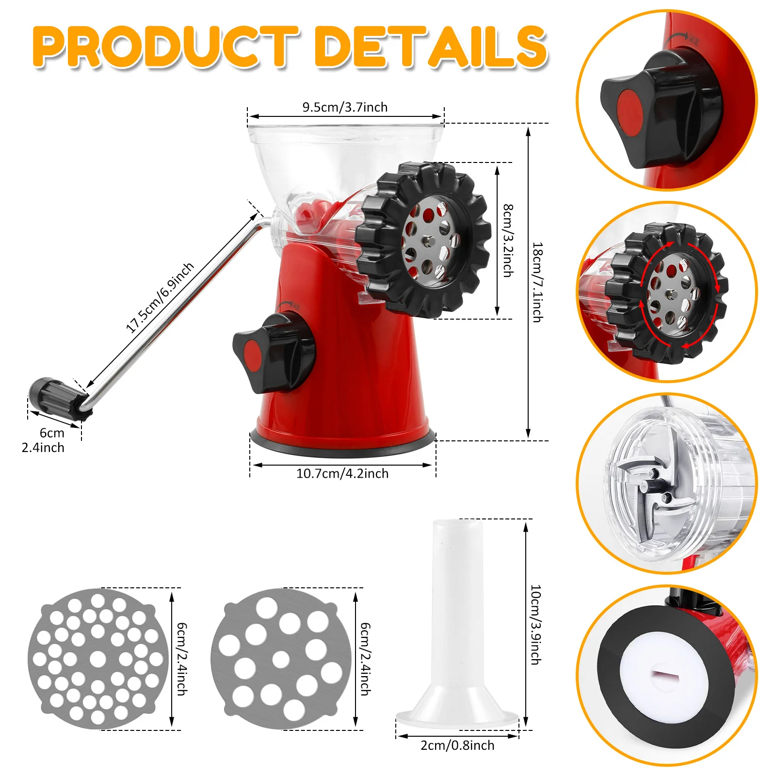 Manual Meat Grinder Household Sausage Stuffing Machine Multi-functional Food Grade Meat Grinder Sausage Maker Tools for Kitchen