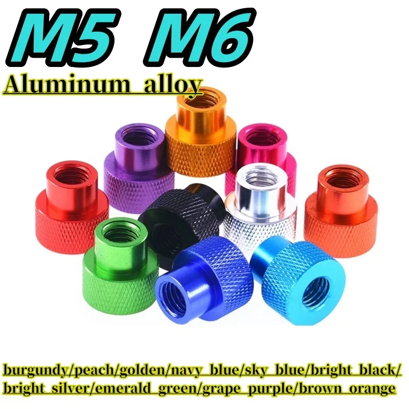 M5 M6 Aluminum Nut Double Pass Nut with Colored Rolled Flower Finger Nut, Used for FPV RC Automotive Parts Hardware 1/3/5/10pcs