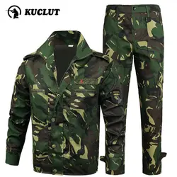 Spring Camouflage Tactic Set Stand Collar Wear Resistant Durable Multi Pocket Working Clothe Outdoor Camping Hiking Hunting Suit
