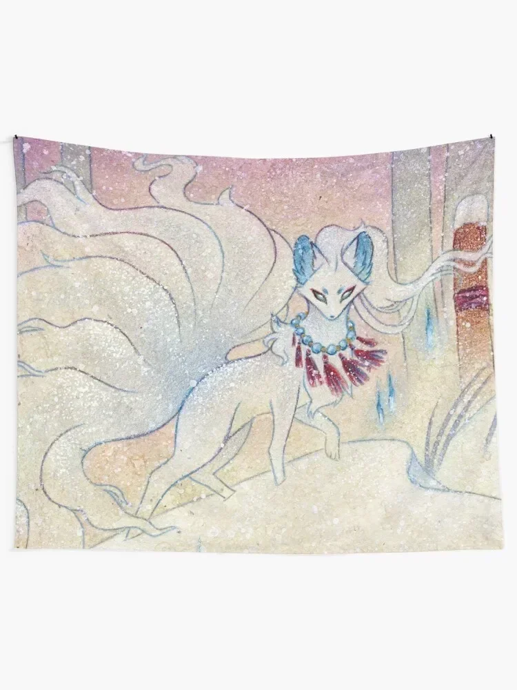 Kitsune Guardian - Fox Yokai TeaKitsune Tapestry Bathroom Decor Mushroom Tapestry