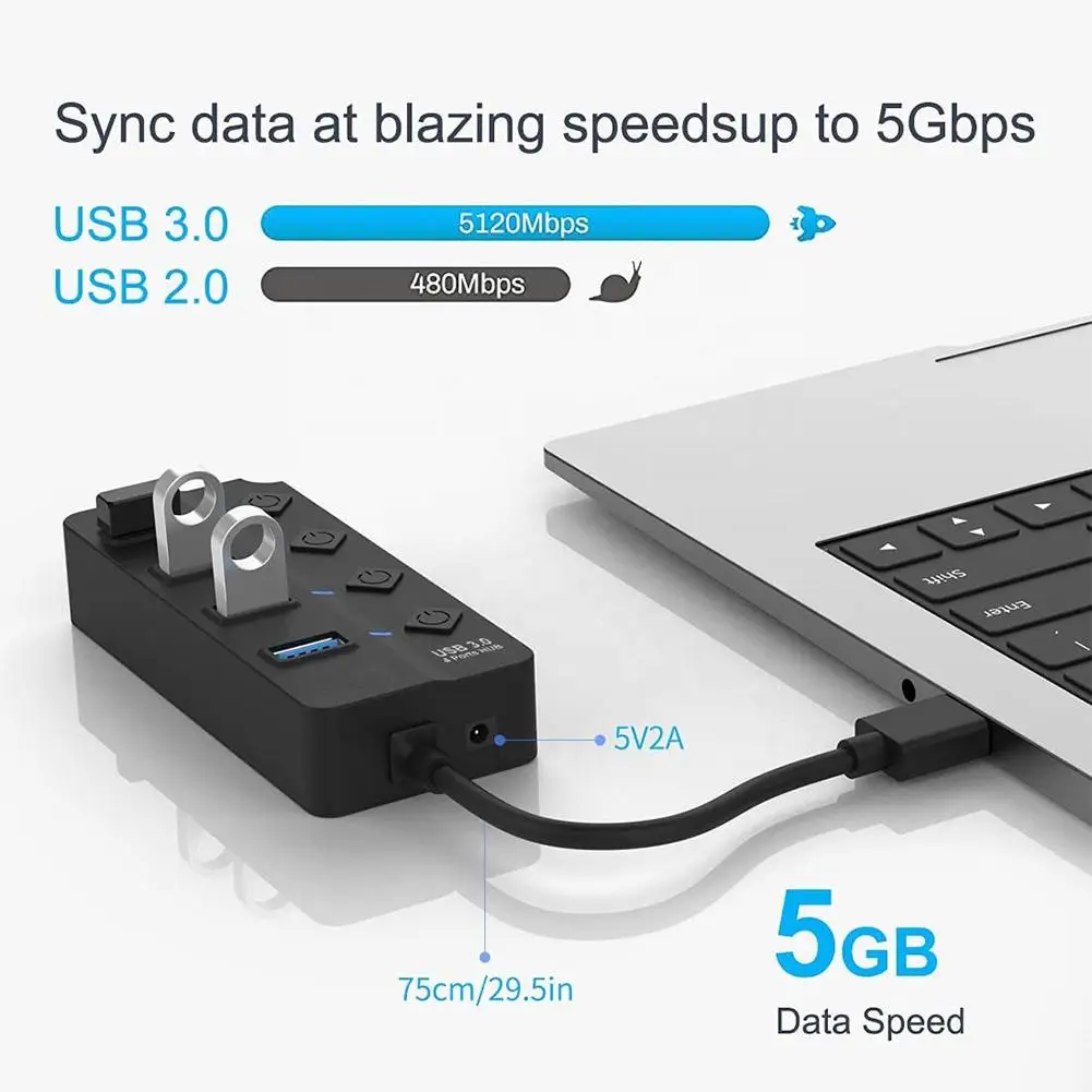 HUB3.0 4-port 3.0 Branching Device 3.0 Hub 4-port Expander Computer Device Branching USB Adapter USB Hub G7H8