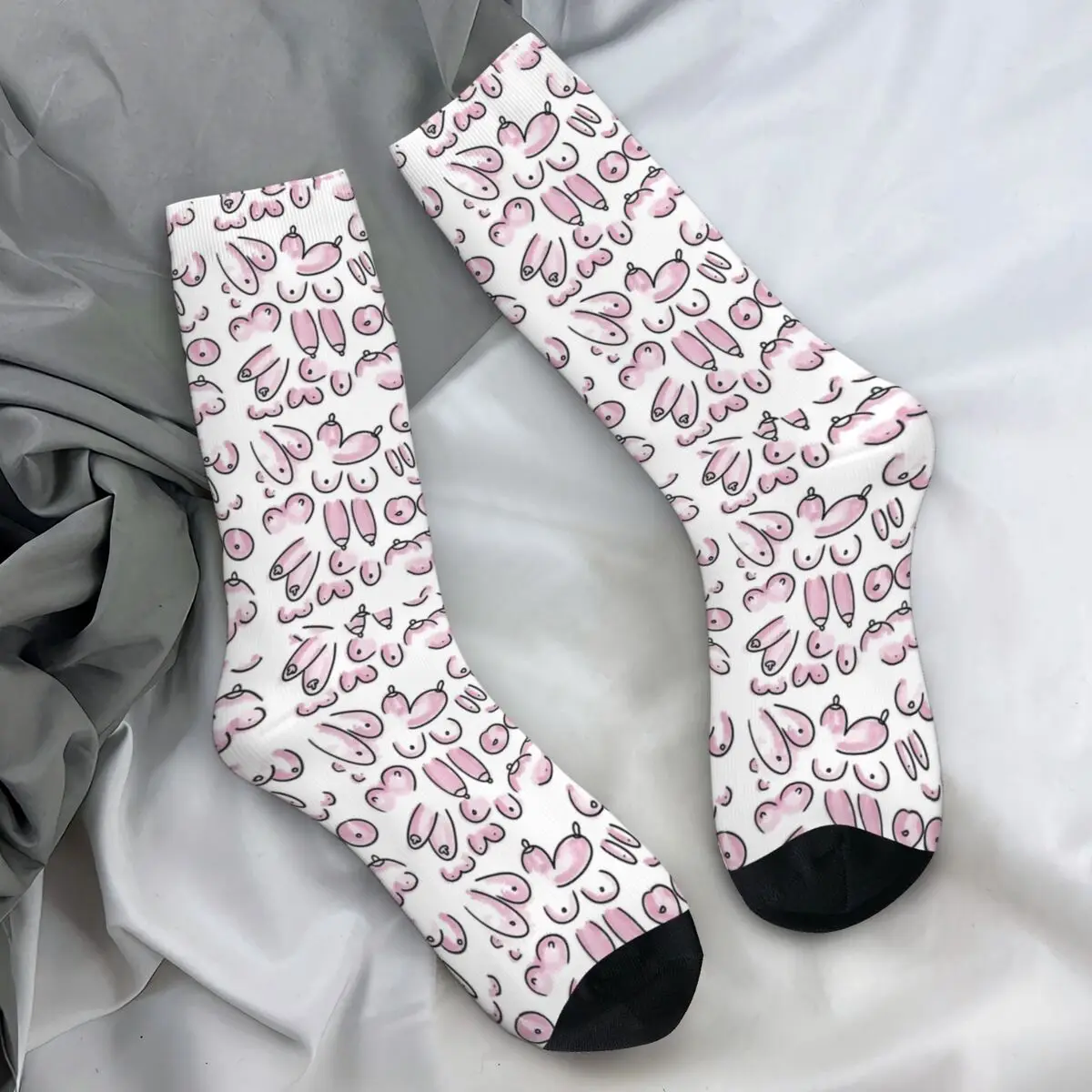 Digitally Handdrawn Pattern Of Boob Socks Gothic Stockings Spring Anti Skid Women Men Socks Soft Breathable Climbing Socks